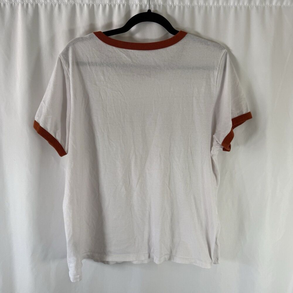 Old Navy Shirt Women's XL White Orange Short Sleeve Crew Neck 100% Cotton - Picture 6 of 7